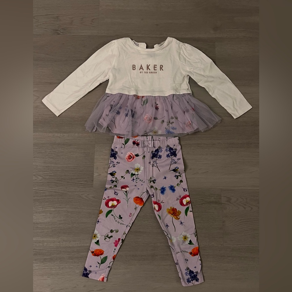 Ted Baker White Top with Lilac Floral Tulle Skirt